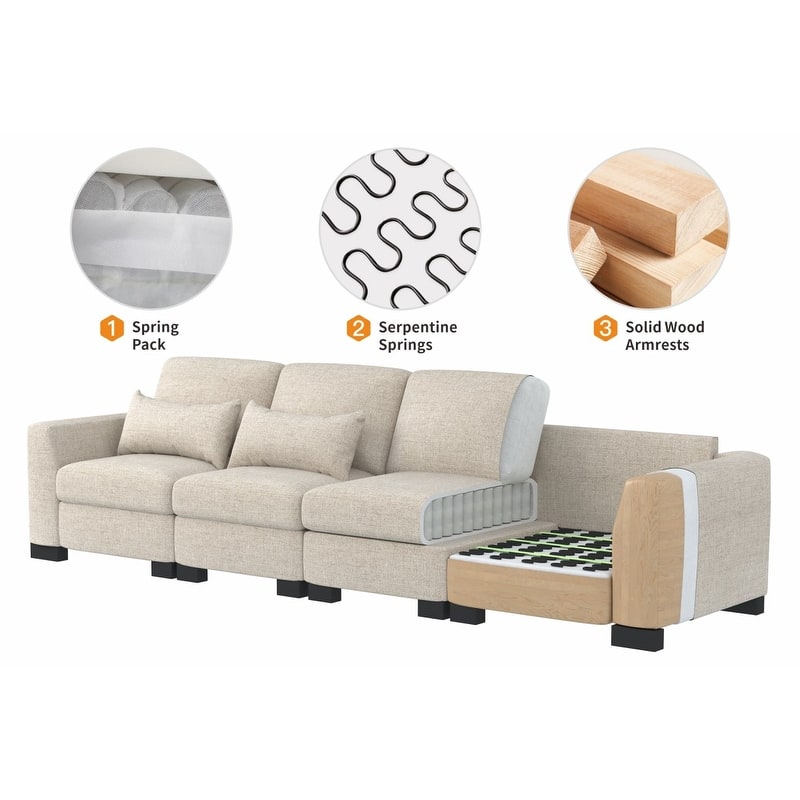 130" L-Shaped Modular Sectional Sofa with Movable Storage Ottoman