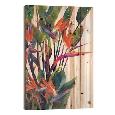 Bird Of Paradise Print On Wood by Maja Wronska - Multi-Color