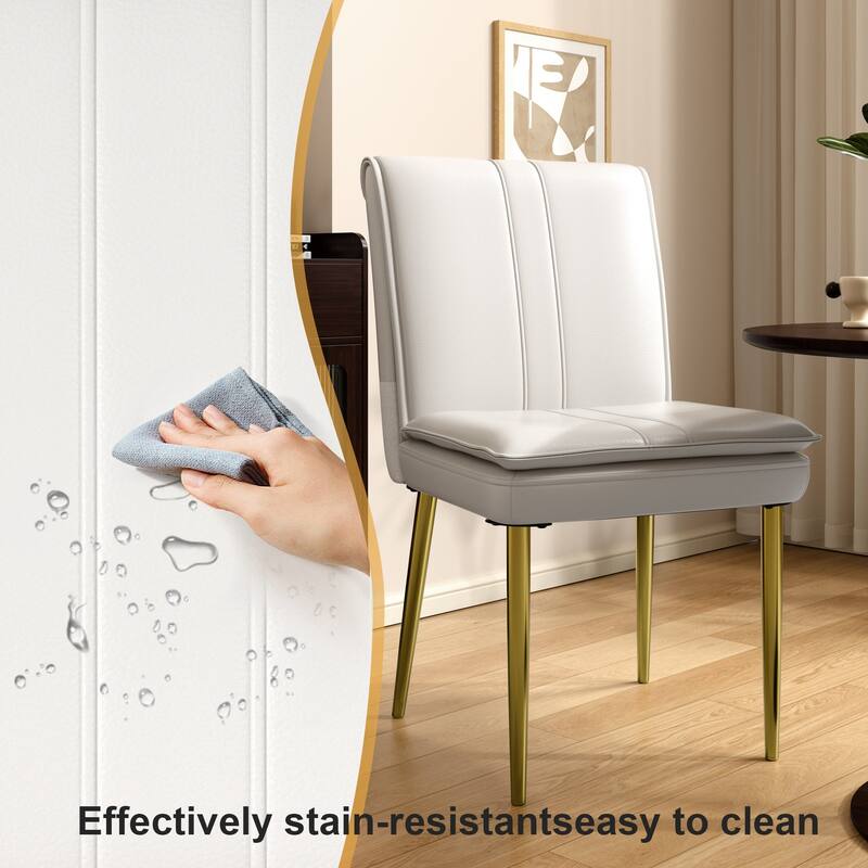 VECELO Foldable Dining Chair Set 2/4/6 Pack PU Leather Space Saving Chairs with Metal Legs Waterproof Kitchen Living Room Chairs