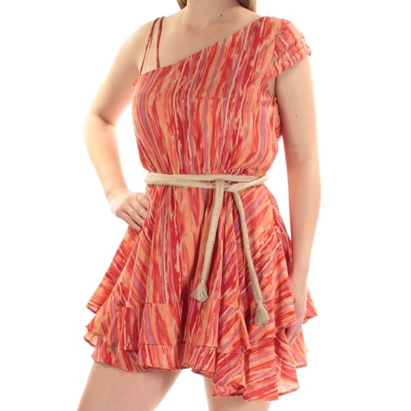Orange V-Neck Short Dress