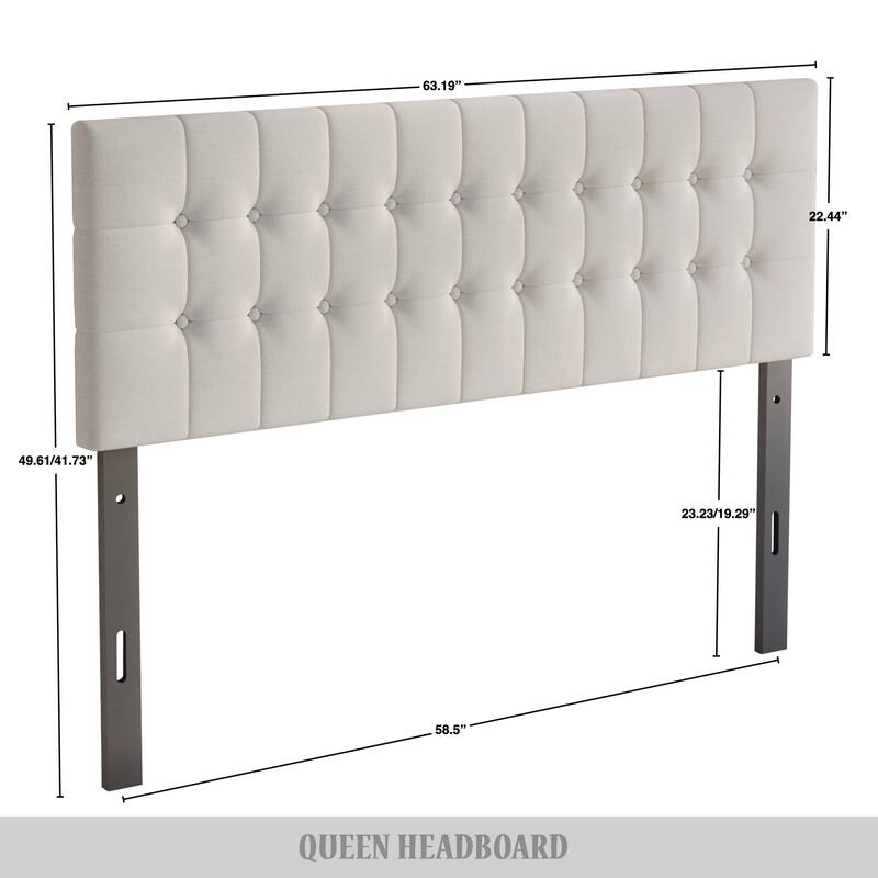 CraftPorch Linen Button Tufted Upholstered Adjustable Headboard