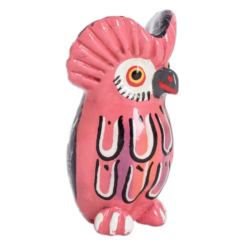 Novica Handmade Sweet Tecolote Ceramic Figurine