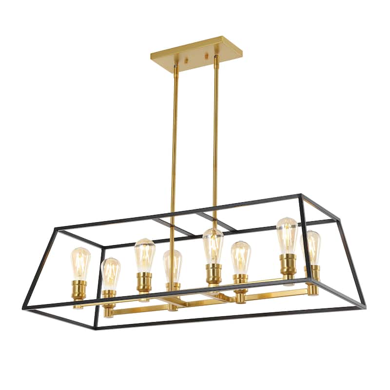 Suillius Farmhouse Industrial Iron LED Pendant, Black/Brass Gold by JONATHAN Y