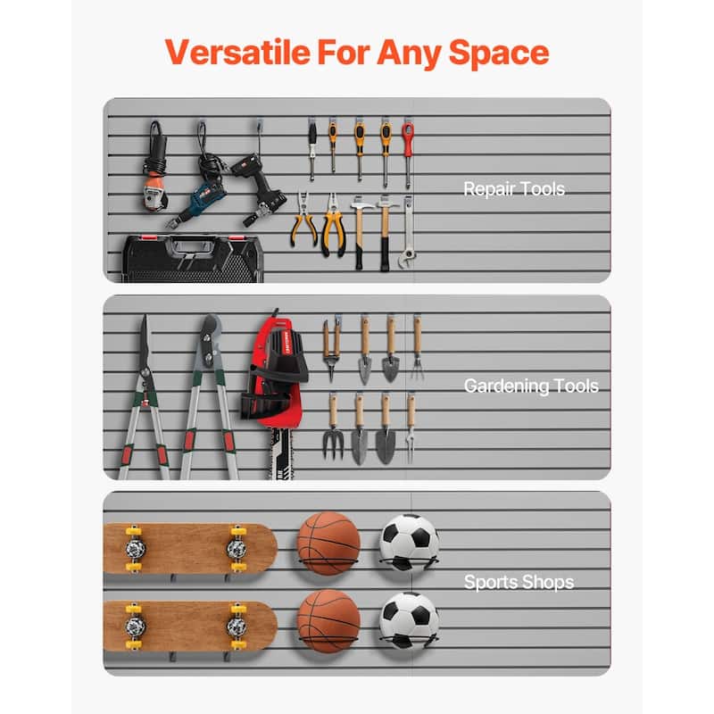 8 x 4 Feet Wall Paneling PVC Garage Slatwall with Accessories Suitable for Both Indoor and Outdoor Use