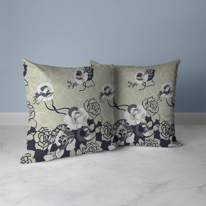 Regal Rose Retreat Faux Suede Reversible Throw Pillow Yellow and Gray
