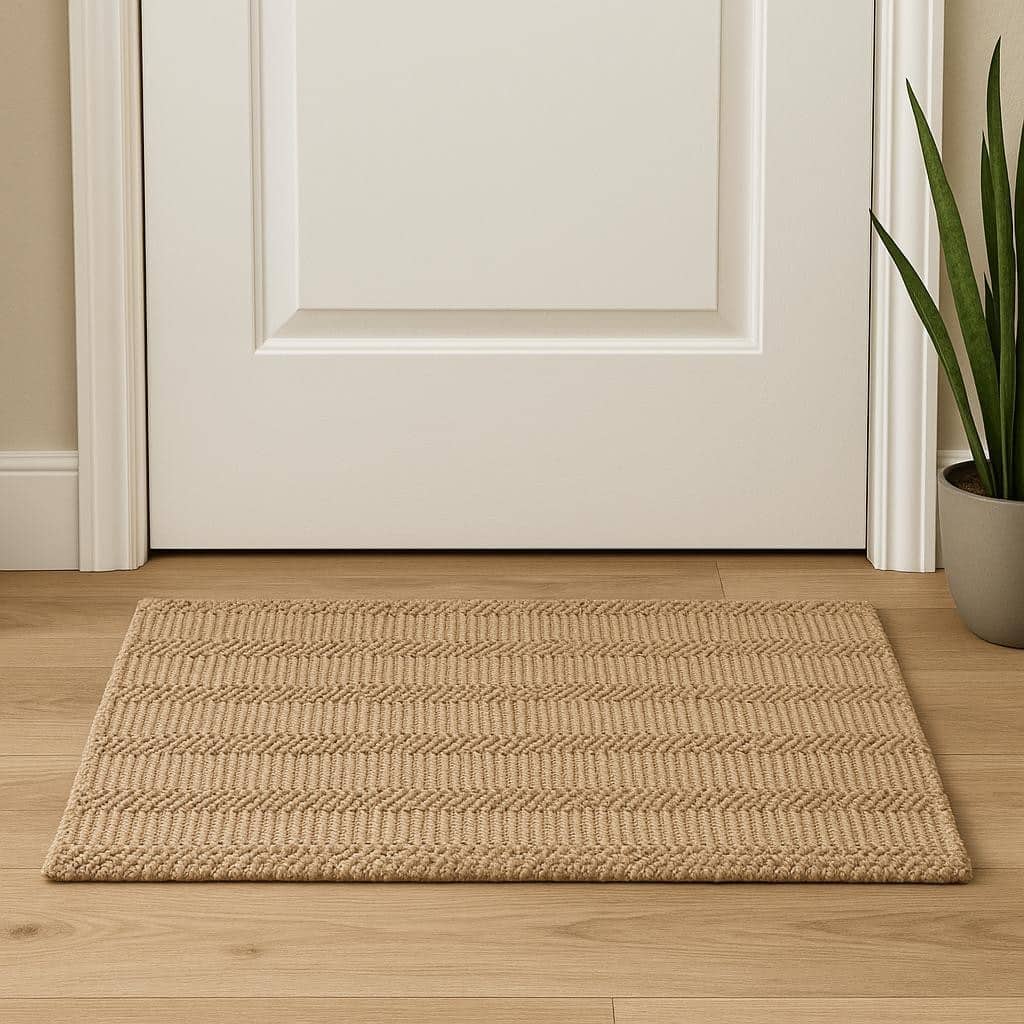 HomeRoots 2' X 3' Natural Jute Abstract Hand Woven Area Rug - 36.00 in. x 24.00 in. x 0.25 in.