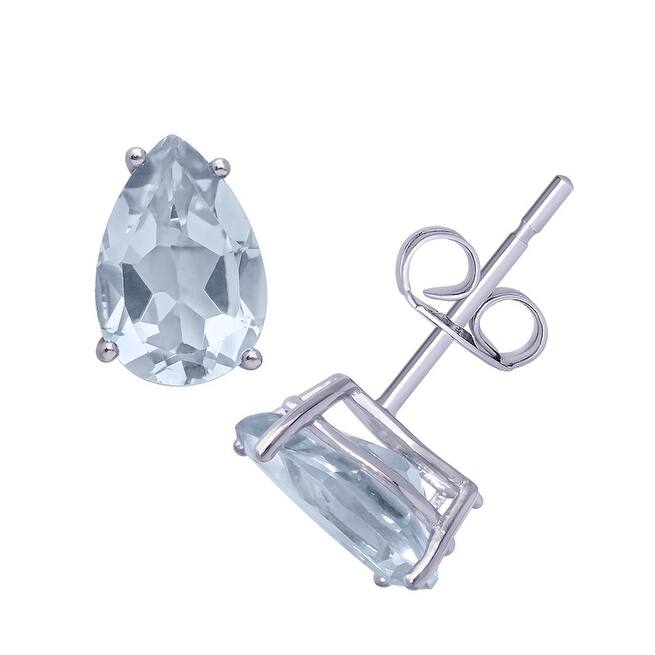 Victoria Townsend .925 Sterling Silver 9x6 Pear Blue Topaz Stud Earring