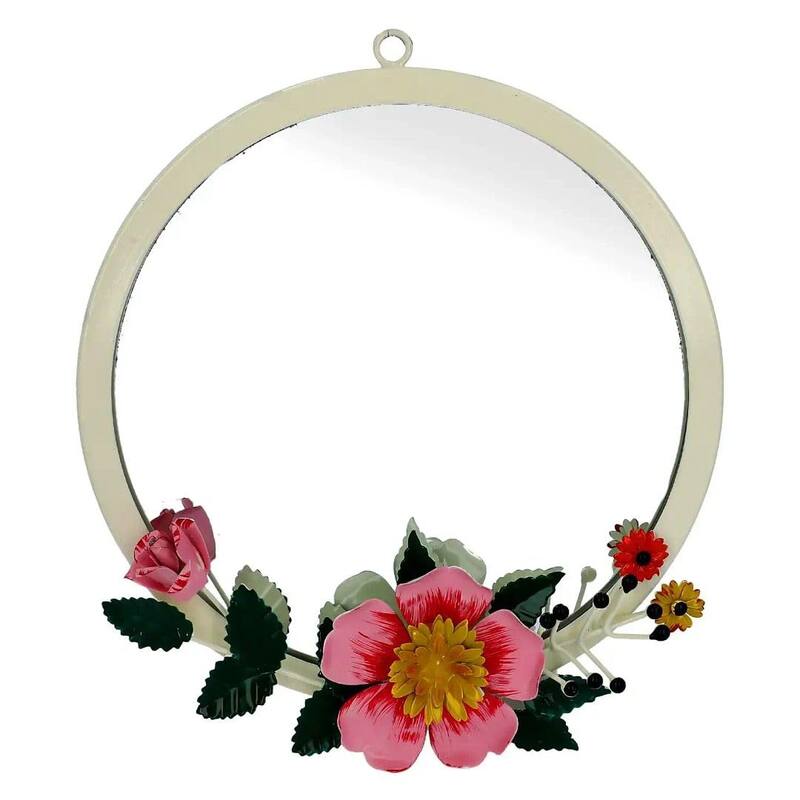 Decorative Wall Mirror Handmade Hand Painted Flower Hanging Mirrors