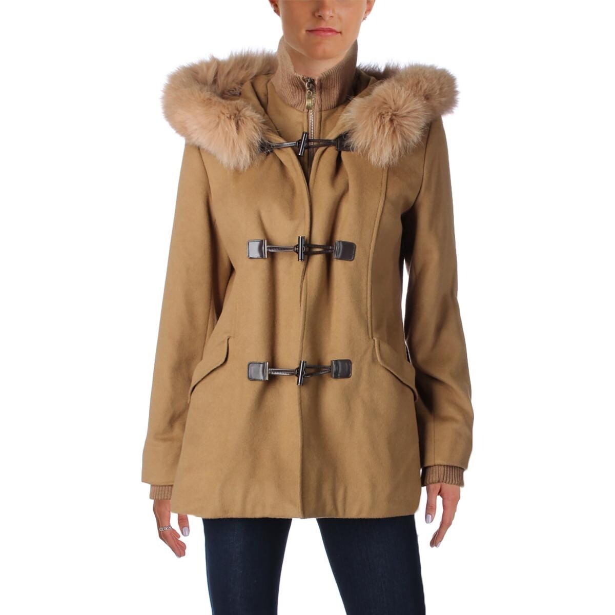 Shop George Simonton Womens Coat Fur Trim Layered Overstock