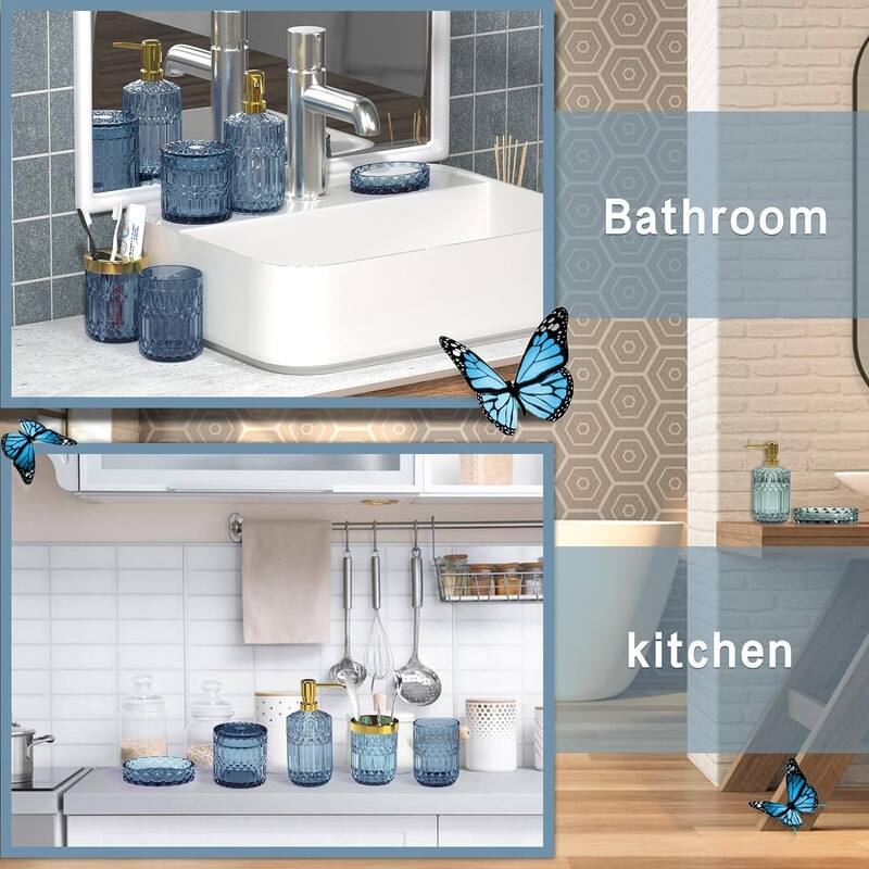 Blue Bathroom Accessory Set On Sale Bed Bath & Beyond 39690056