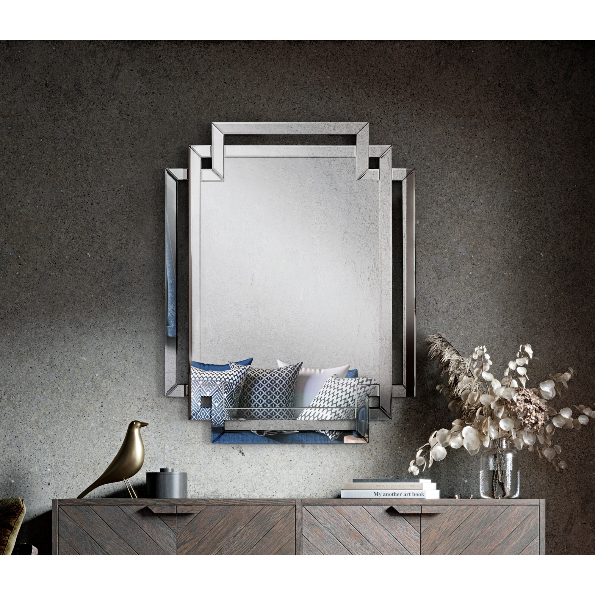 AB Home Contemporary Wall Mirror with Stunning Gold Finish Beautifully E - 2