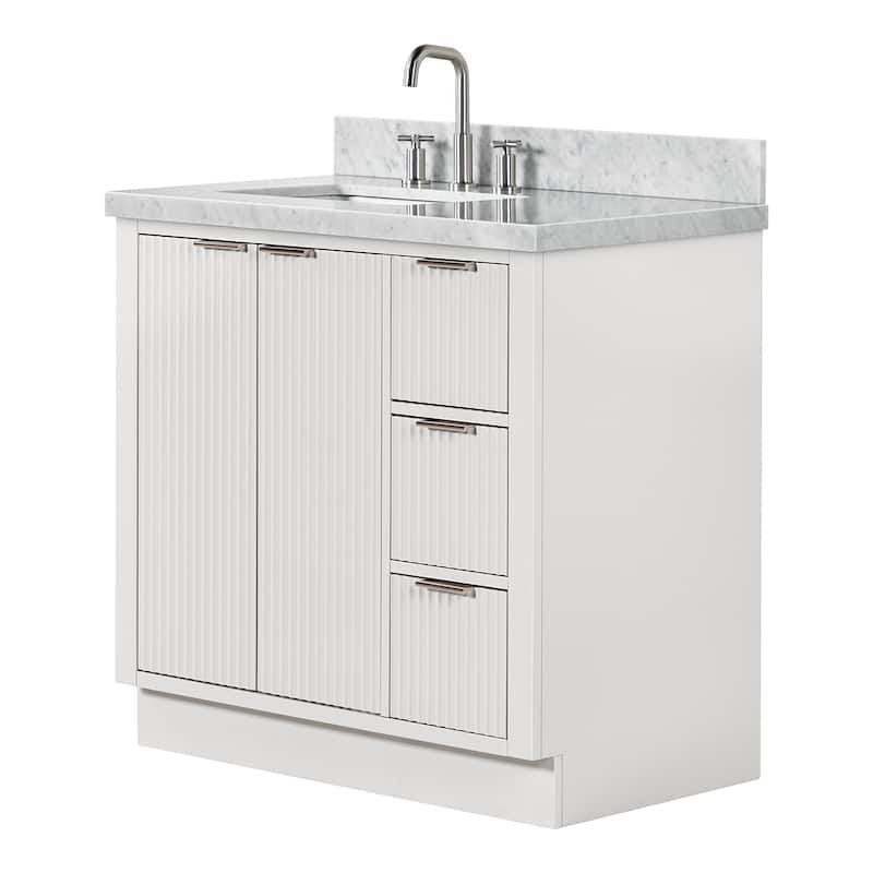 Ariel P37LCWRVO Milan 37" Free Standing Single Basin Vanity Set with