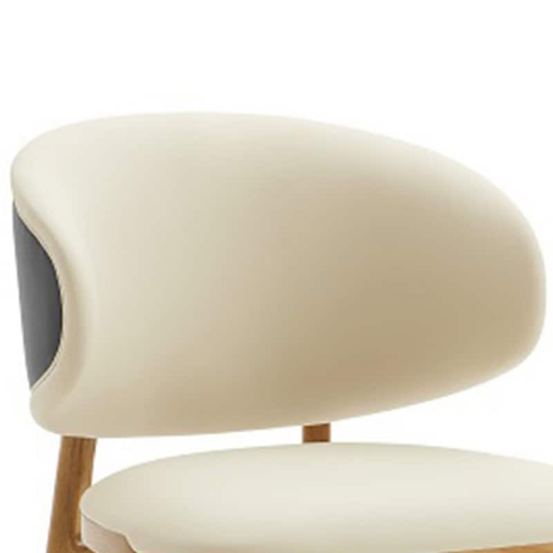 Light Walnut/Cream Faux Leather Upholstered Wood Frame Dining Chair, Sturdy Dining Chair for Dining Rooms - 22.75