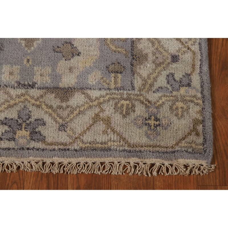Gray Oushak Oriental Runner Rug Hand-Knotted Wool Carpet - 2'6"x 9'11"