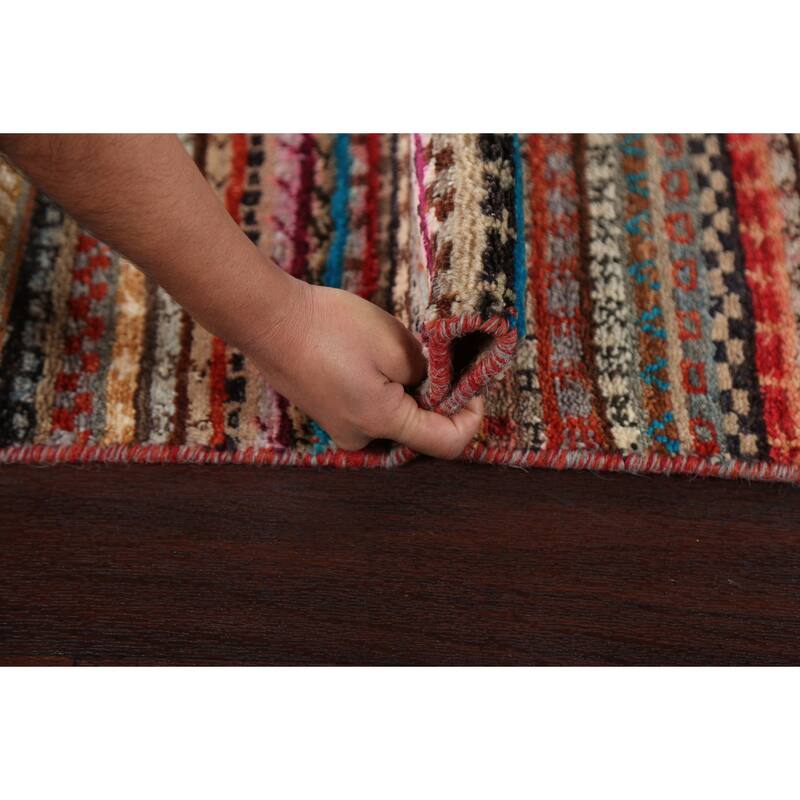 Striped Gabbeh Kashkoli Oriental Runner Rug Wool Hand-knotted Carpet - 2'8" x 9'10"