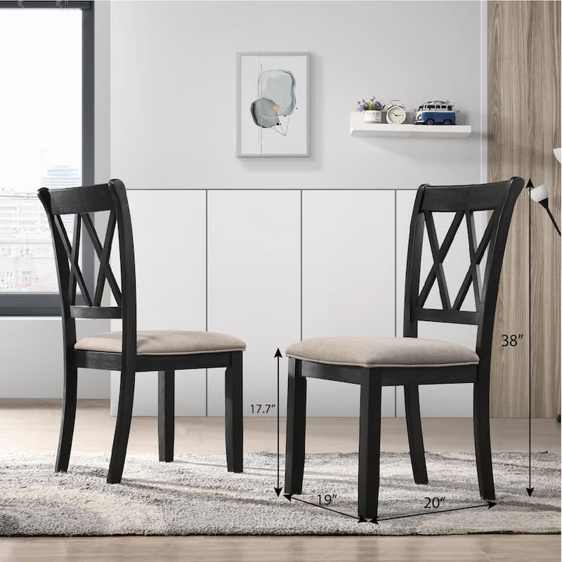 Modern 5-Piece Dining Set with Round Table & 4 Cross-Buck Chairs
