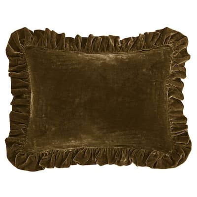 HiEnd Accents Stella Faux Silk Velvet Romantic Western Ruffled Dutch Euro Pillow, 27x39 inch