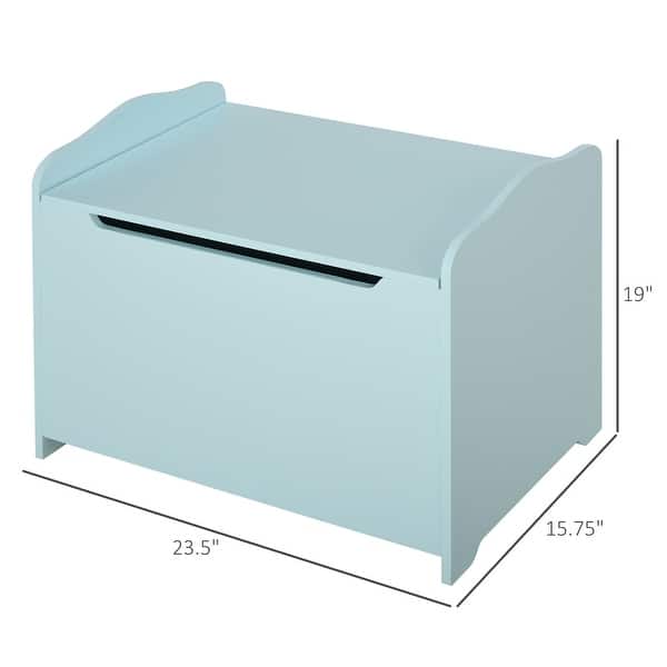 dimension image slide 0 of 3, Qaba Kids Wooden Toy Storage Box Organizer Chest with Magnetic Hinge, Large Chest Space, & Groove Handle