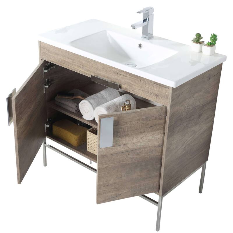 Modern Bathroom Vanity Set, Vireous China Sink Top 30"
