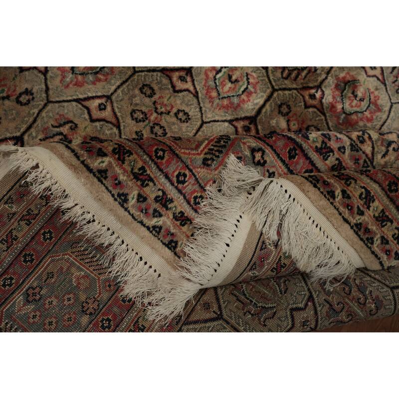 Hand Knotted Oriental 100% Wool Carpet Traditional Geometric Brown Agra Area Rug - 9' 8'' X 6' 8''