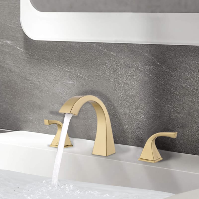 Brushed Gold 2-Handle Three Hole Widespread Bathroom Faucet