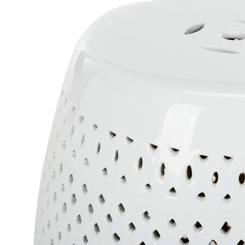 SAFAVIEH Paradise Sevdije Courtyard White Ceramic Decorative Garden Stool