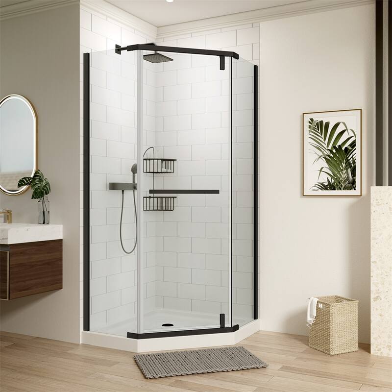 Frameless Neo-Angle Pivot Shower Door with 1/4" Tempered Glass