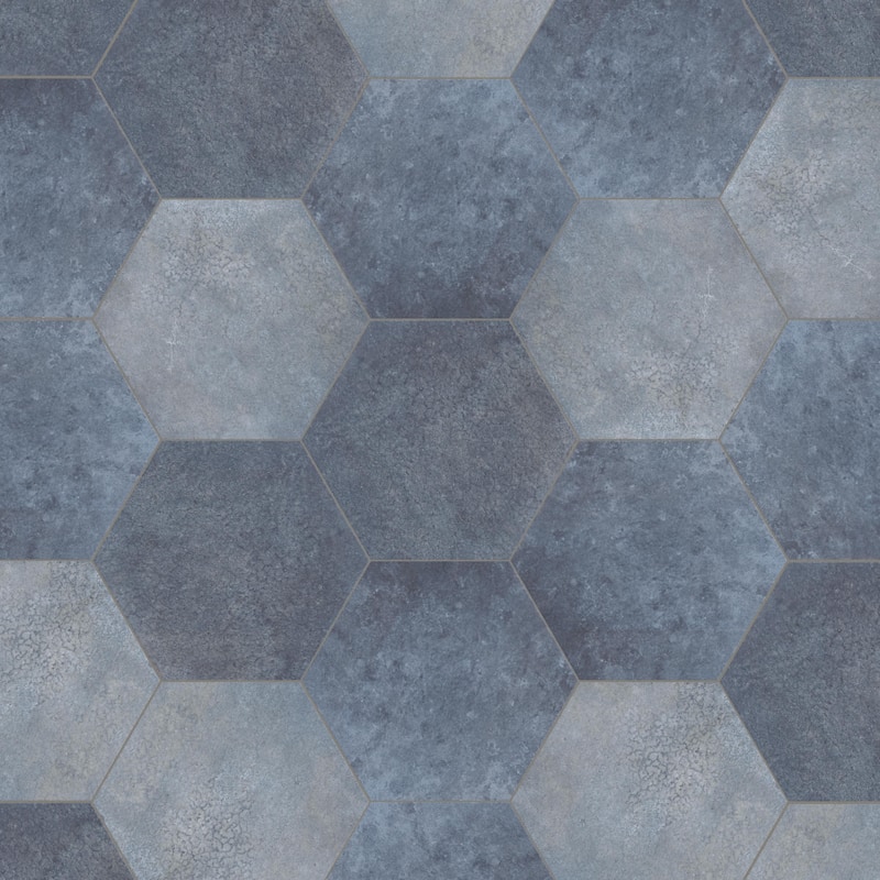 Merola Tile Heritage Hex Indigo 7" x 8" Porcelain Floor and Wall Tile