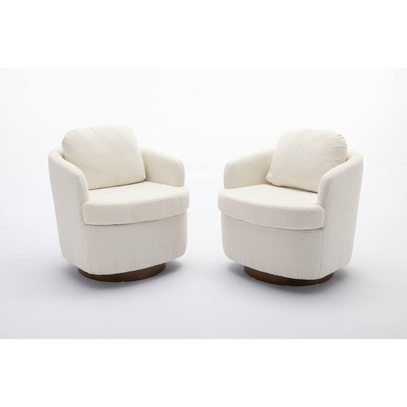 30.3" Swivel Accent Chair with Wood Base