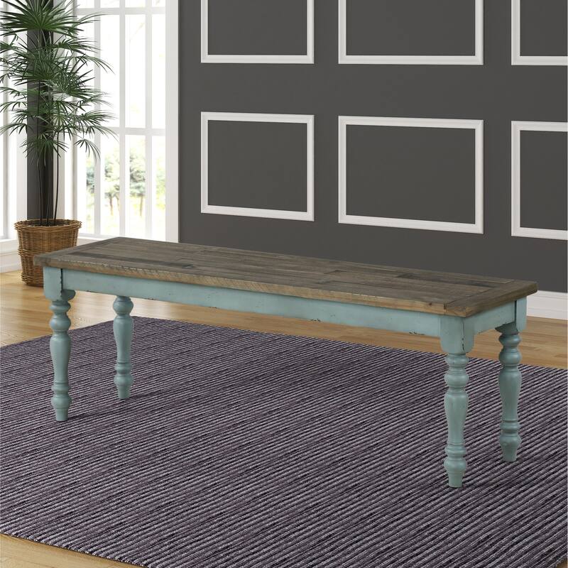 Charming Dining Bench with Turned Legs for Dining Room, Indoor Bench Leisure Bench Corridor Bench for Entryway Living Room - Blue