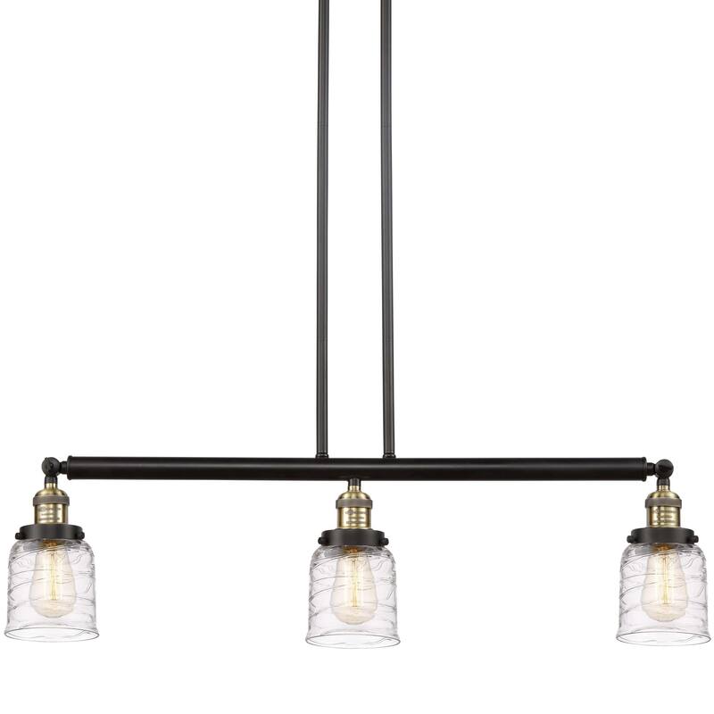 Innovations Lighting 213-10-38 Bell Linear Bell 3 Light 38" Wide - Black Antique Brass / Deco Swirl