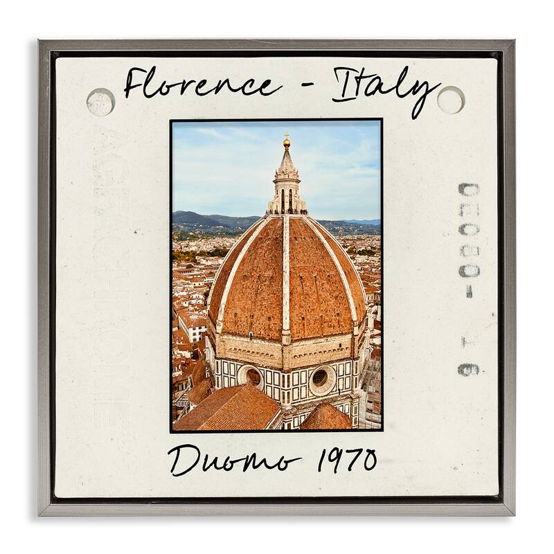 Stupell Florence Italy Travel View Framed Floater Canvas Wall Art Design By Val Rhodes - 25 x 25 - Grey