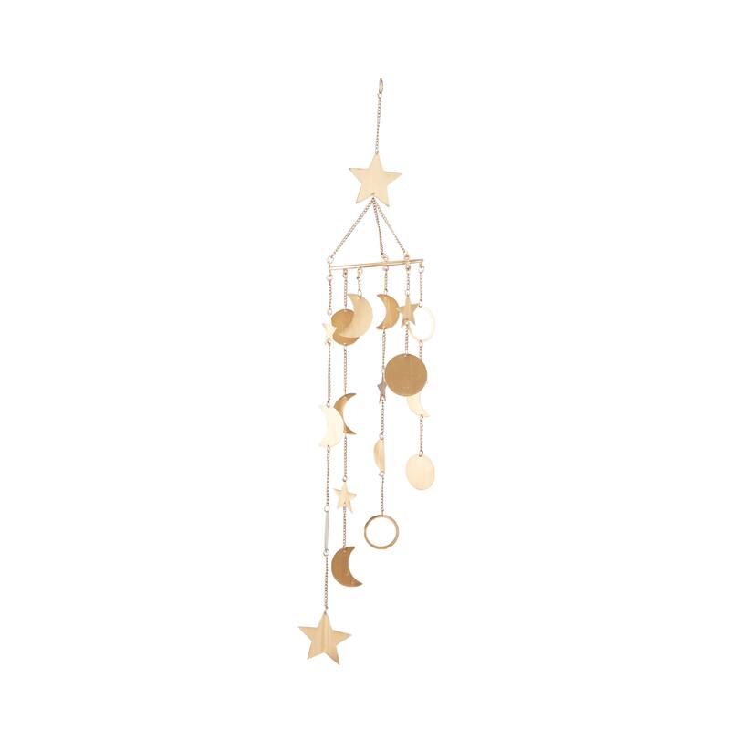 Gold Metal Indoor Outdoor Moon and Star Windchime