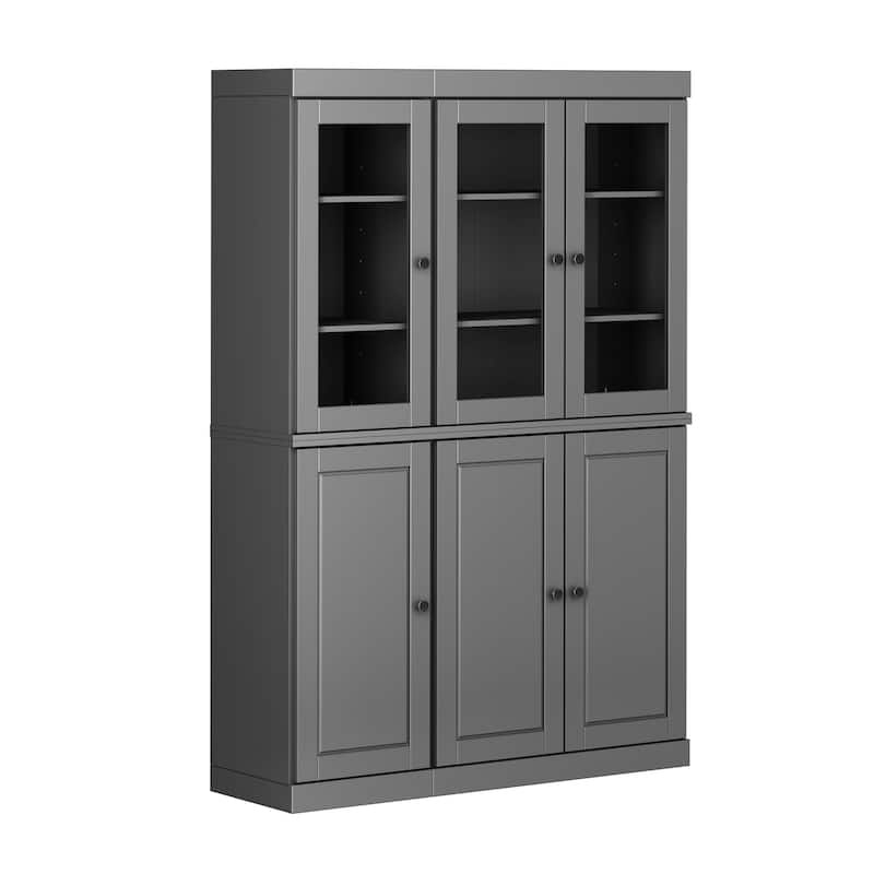 Palace Imports 100% Solid Wood Pantry China Cabinet, Raised Panel & Clear Glass Doors, 2 Drawers, 48.5" Wide, 71.5" Tall