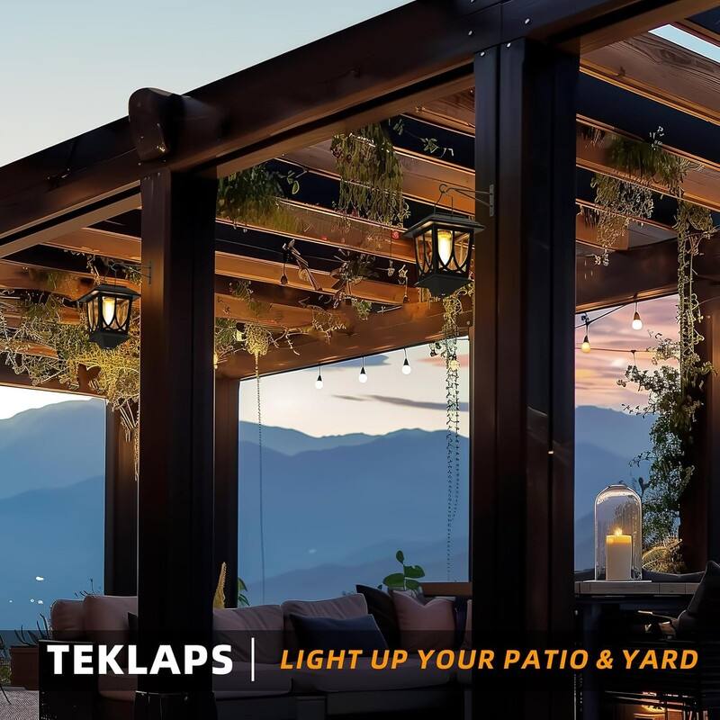 Solar Lanterns Outdoor Waterproof 2 Pack, Glass Auto On/Off