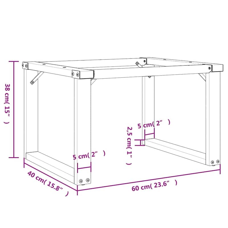 vidaXL Coffee Table Legs O-Frame 23.6"x15.7"x15" Steel - 23.6" x 15.7" x 15"