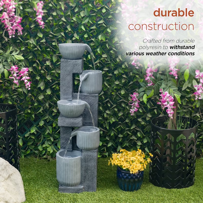 5-Tiered Pot Fountain with LED Lights