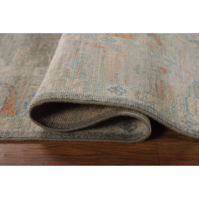 Hand Knotted Oriental 100% Wool Carpet Transitional All-Over Greys & Charcoal Oushak Area Rug - 6' 10'' X 5' 0''