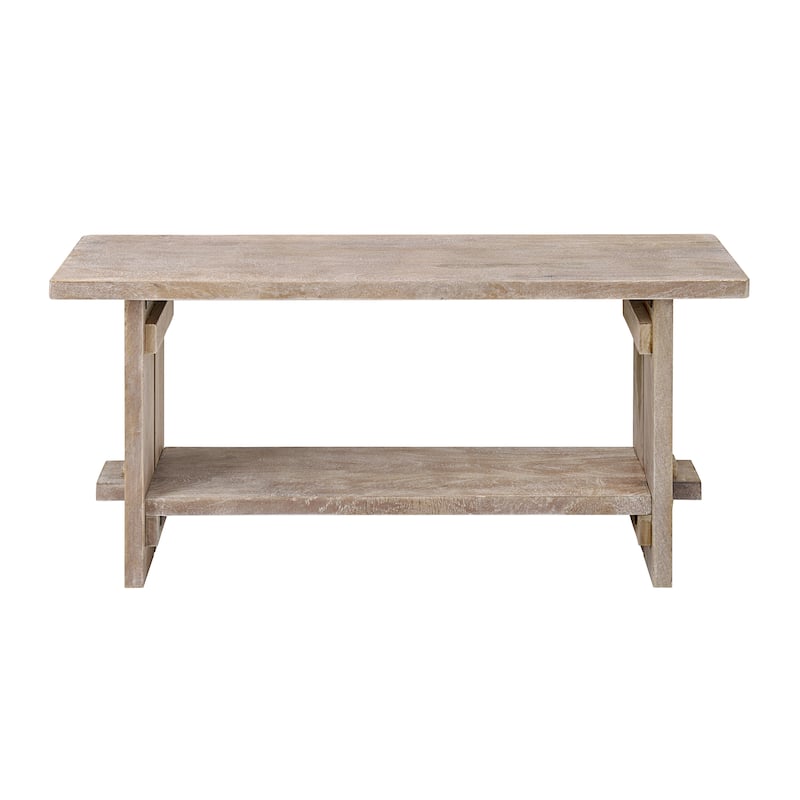 Castleton Mango Wood 40"W Bench and Coat Hook with Shelf