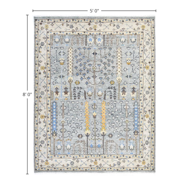 Overton Handmade Modern Contemporary Floral Area Rug