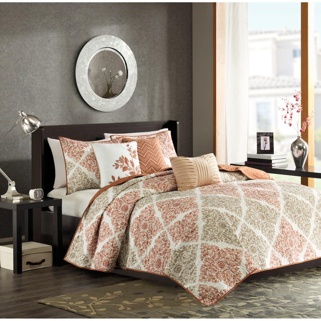 GDF Studio - 6 Piece Printed Reversible Quilt Set with Decorative Pillows