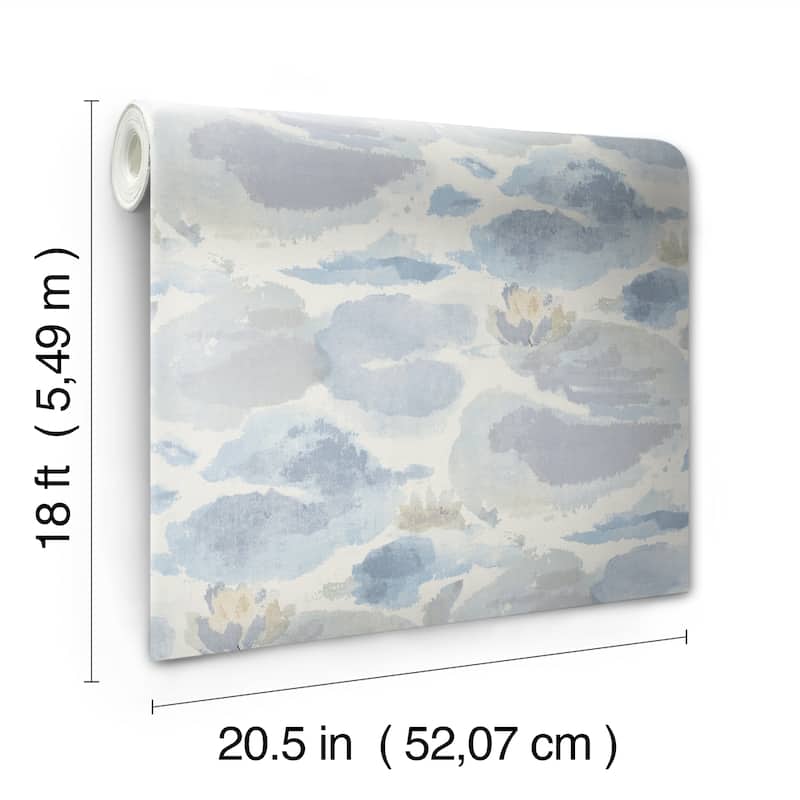 NuWallpaper Water Lily Blue Peel and Stick Wallpaper