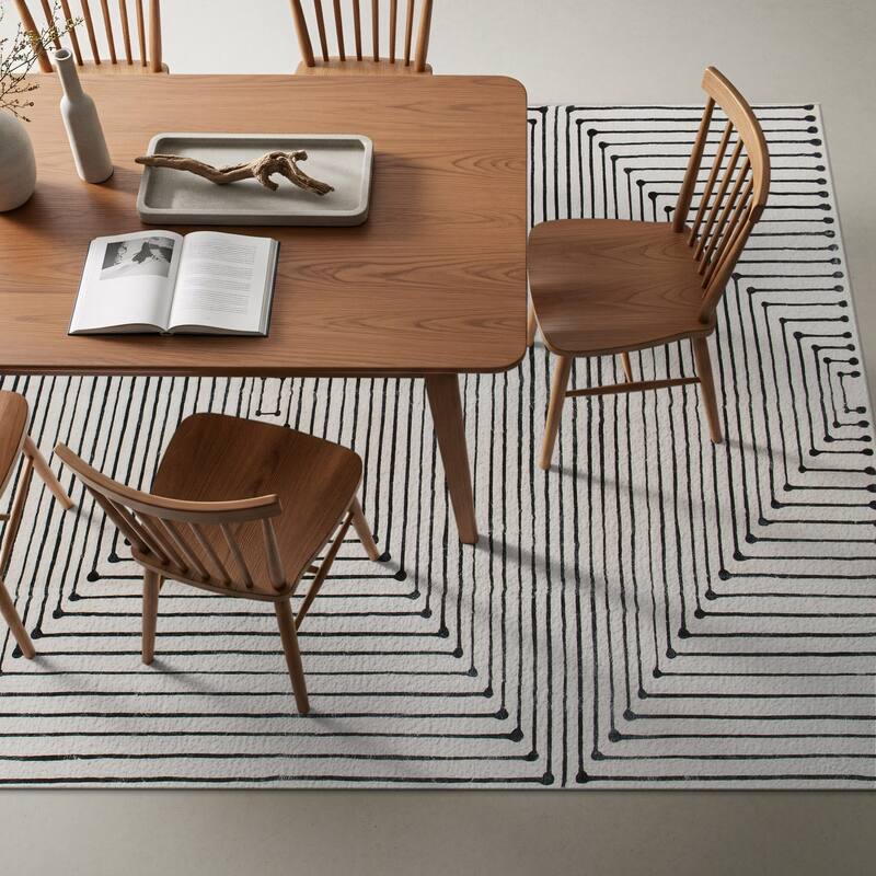 World Rug Gallery Bohemian Stripes Washable Non-Slip Area Rug