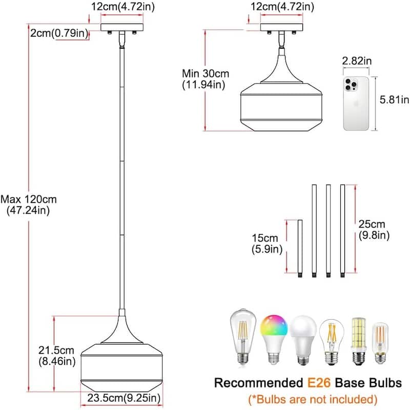 Modern pendant light yellow hanging lamp bronze alloy steel, iron kitchen light