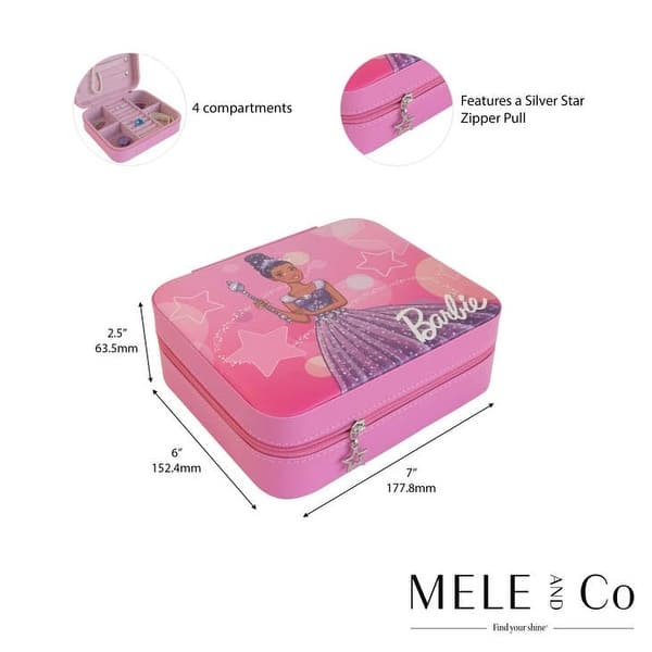dimension image slide 3 of 4, Barbie Besties Travel Jewelry Case by Mele and Co
