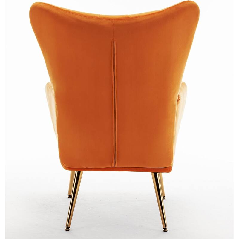 Modern Chic Mid-Century Velvet Accent Armchair Button-Tufted Wingback Design with Gold Flared Legs