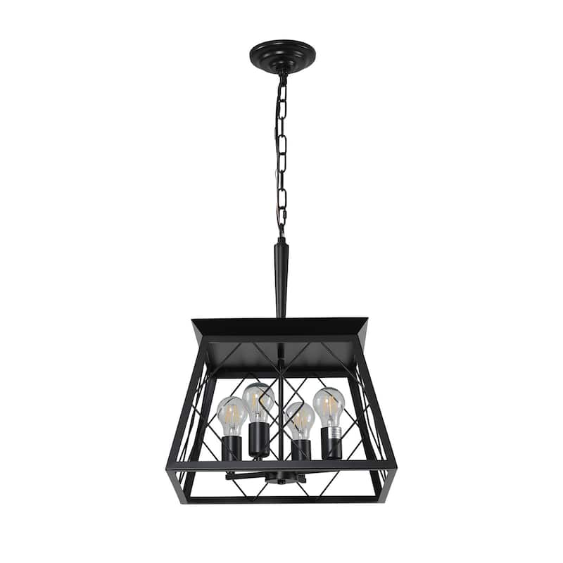 16" Black Industrial 4-Light Pendant Chandelier