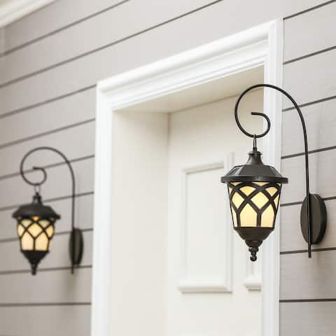 Solar Powered LED Outdoor Wall Light Sconces (Set of 2)