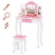 preview thumbnail 4 of 53, Costway Kids Vanity Table & Stool Set with Cute Polka Dot Print - See Details