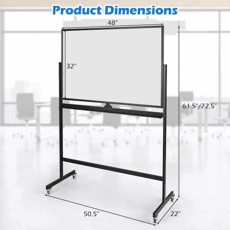 Costway 32 x 48'' Portable Rolling White Board Reversible Dry Erase - See Details
